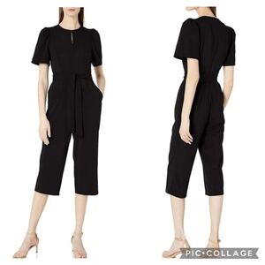 Lark & Ro Puff Sleeve Crop Jumpsuit